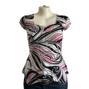 Vintage Forbidden Swirly Whimsy Blouse: Size L